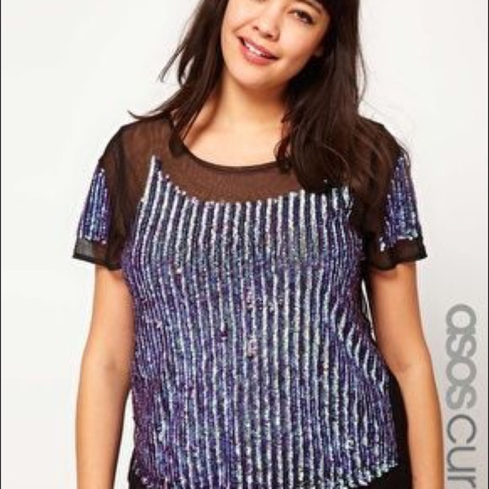 Asos Curve Mesh Holographic Sequin Top